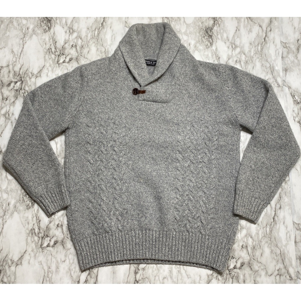 Daniele Blasi Mens Sweater Size L Gray Wool Blend Shawl Collar Italy Made‎ EUC